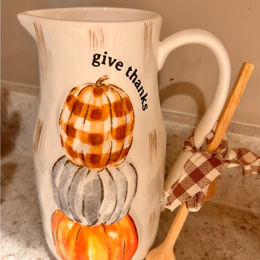 Brand New MudPie Fall Pitcher with Spoon